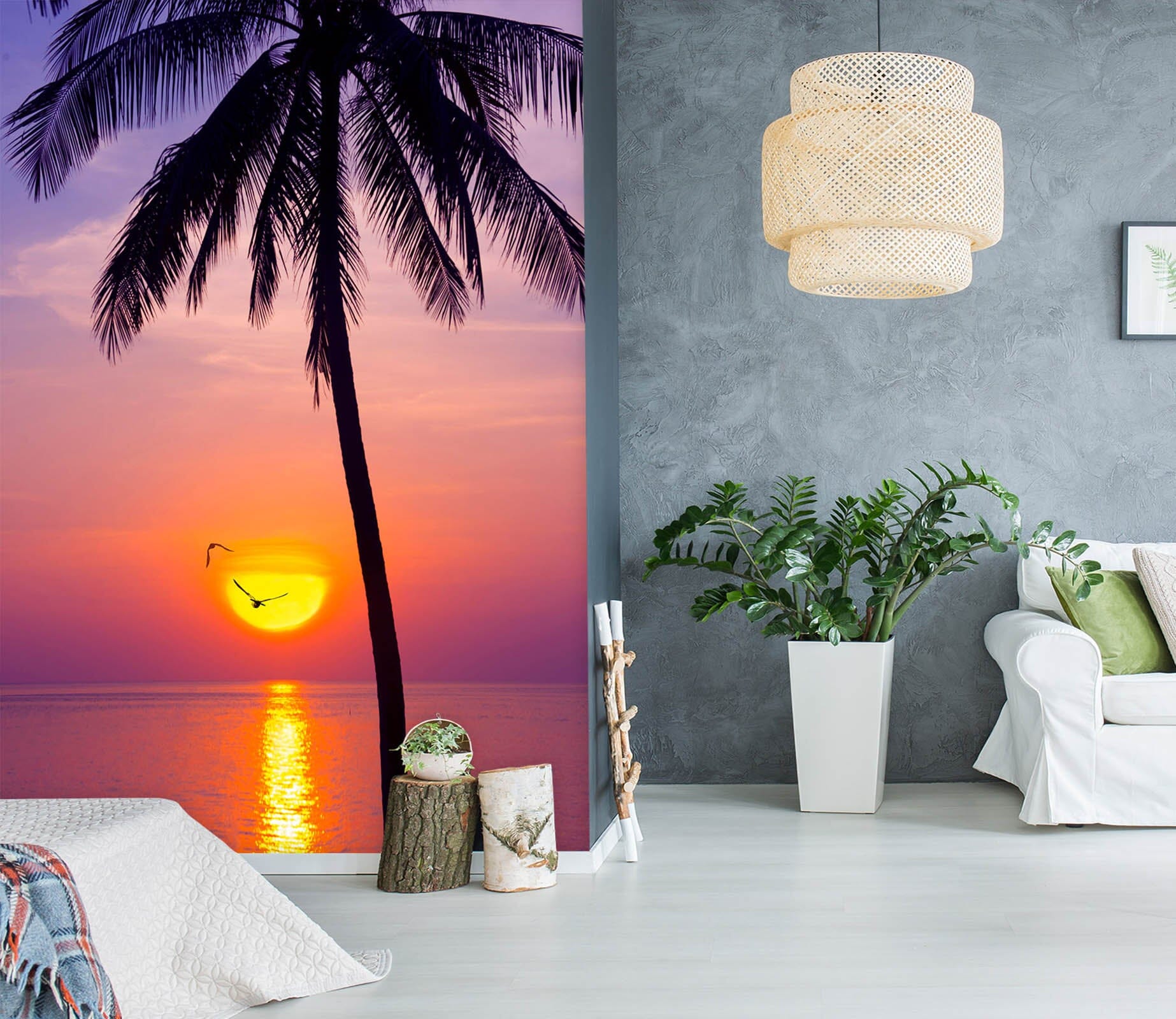 3D Sunset Coconut Tree 1457 Marco Carmassi Wall Mural Wall Murals Wallpaper AJ Wallpaper 2 