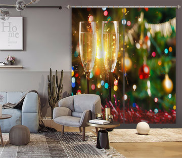 3D Wine Glass 52020 Christmas Curtains Drapes Xmas