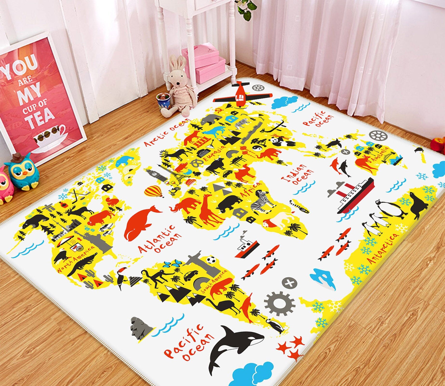 3D Color Country 235 World Map Non Slip Rug Mat Mat AJ Creativity Home 