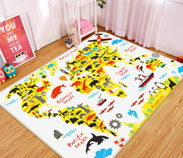3D Color Country 235 World Map Non Slip Rug Mat