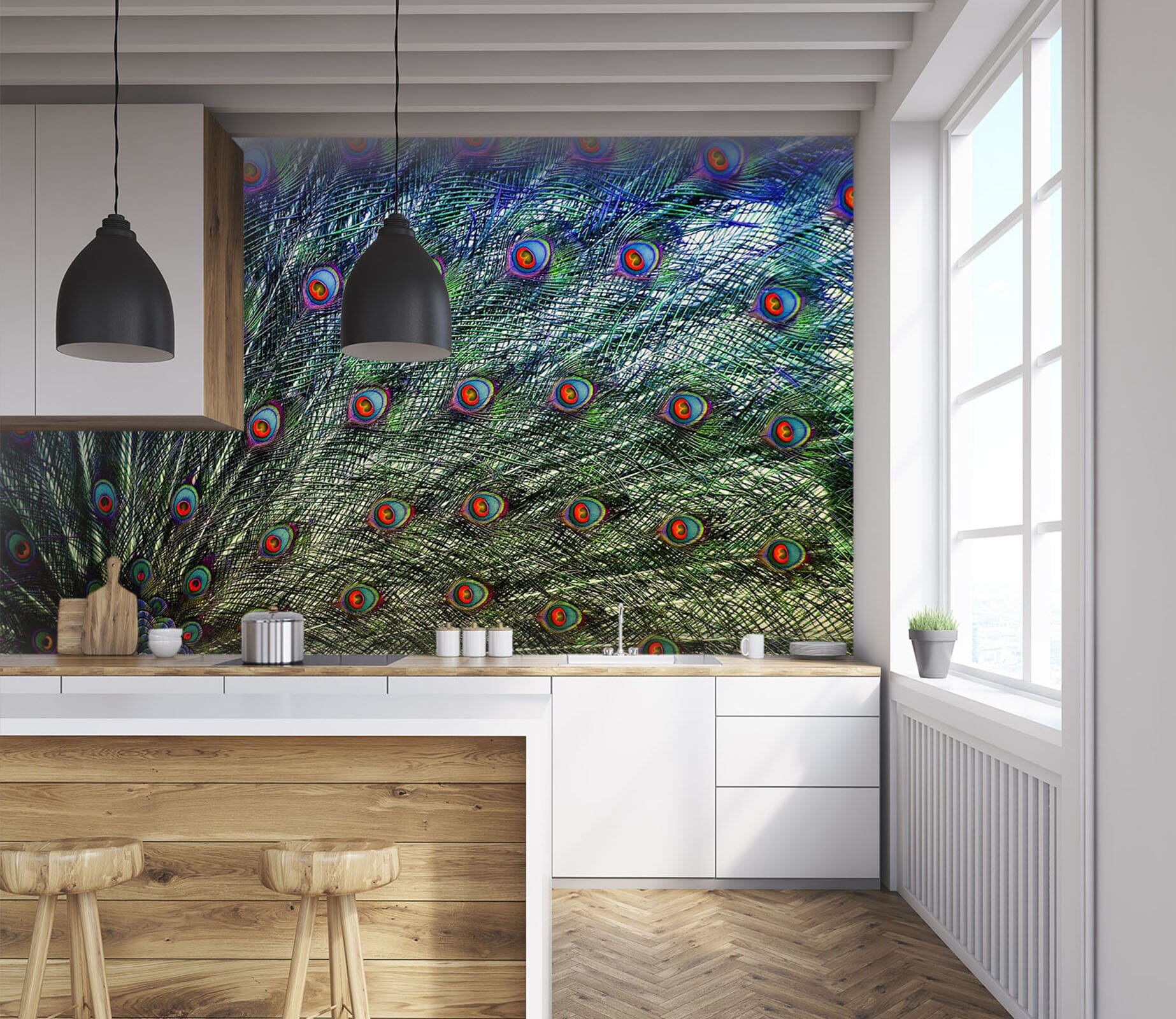 3D Peacock Feather 257 Wall Murals Wallpaper AJ Wallpaper 2 