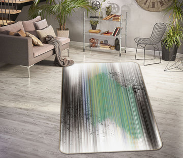 3D Green Black Vertical Stripes 28001 Non Slip Rug Mat