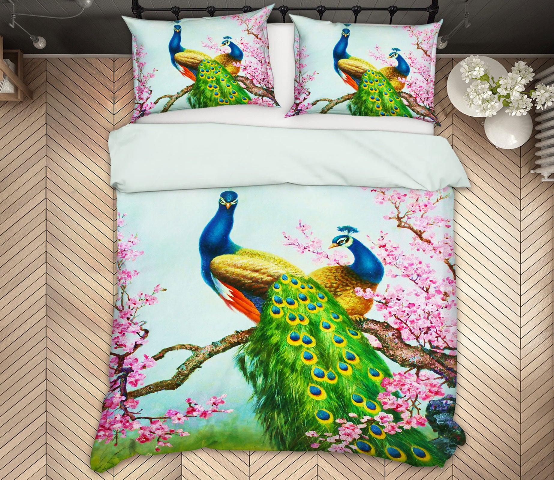3D Peacock Branch 16082 Bed Pillowcases Quilt