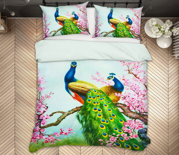 3D Peacock Branch 16082 Bed Pillowcases Quilt