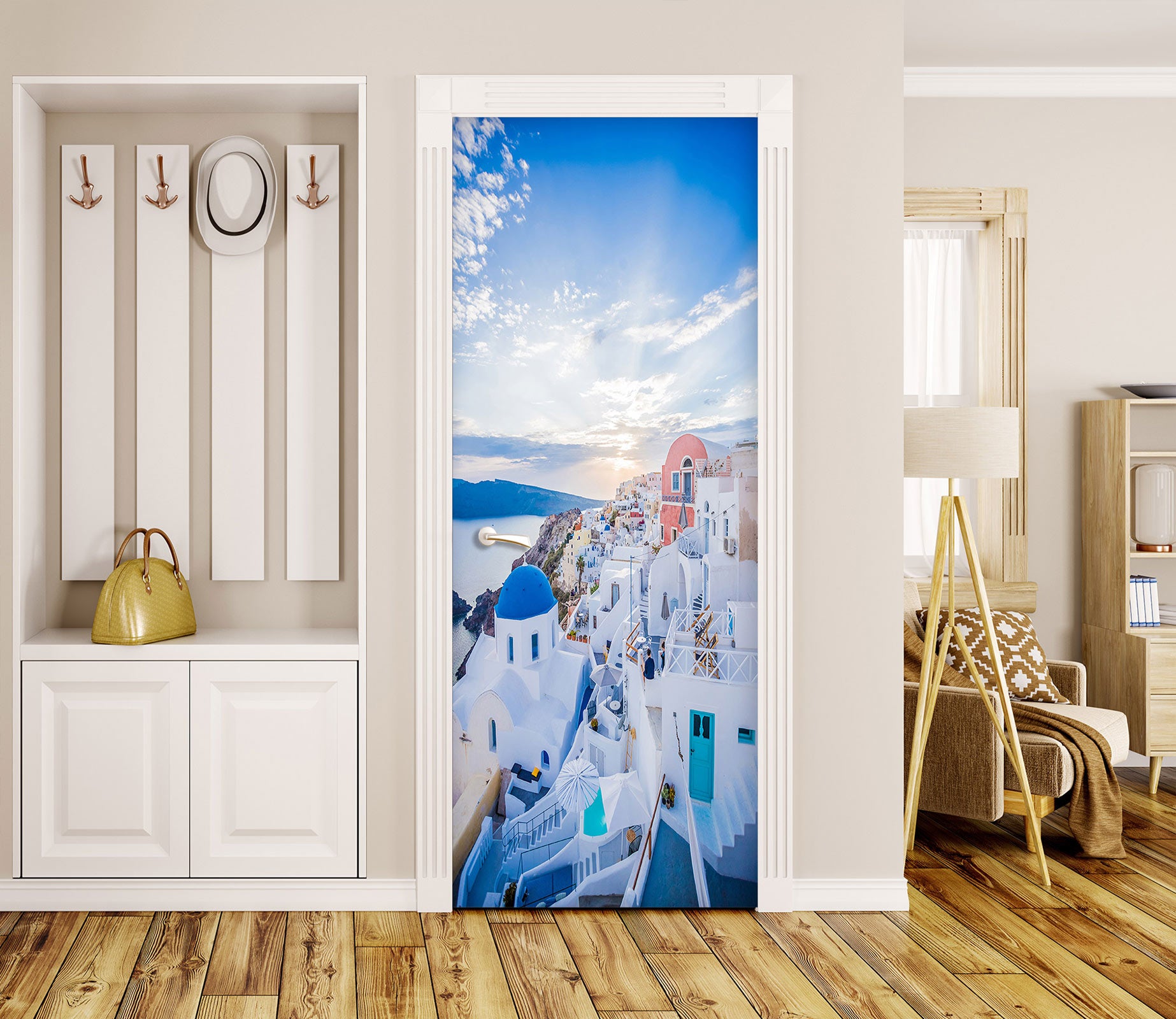 3D Blue Houses 25061 Door Mural