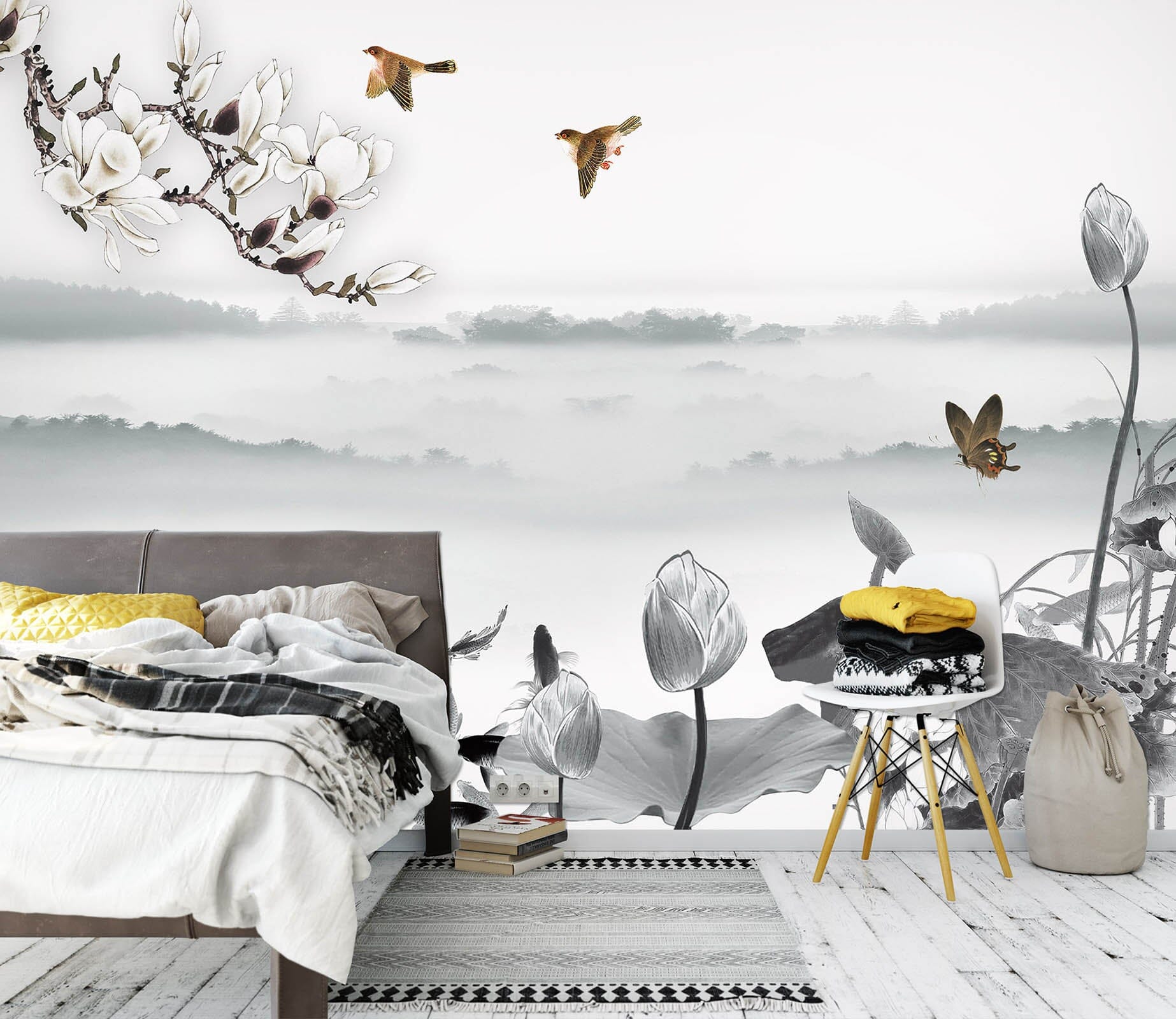 3D Flower Bird 1480 Wall Murals Wallpaper AJ Wallpaper 2 