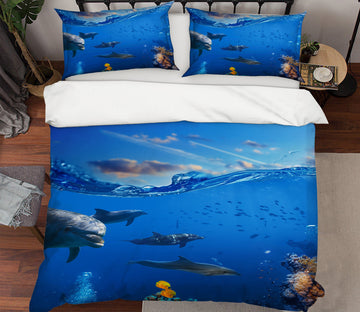 3D Ocean Dolphin 21050 Bed Pillowcases Quilt