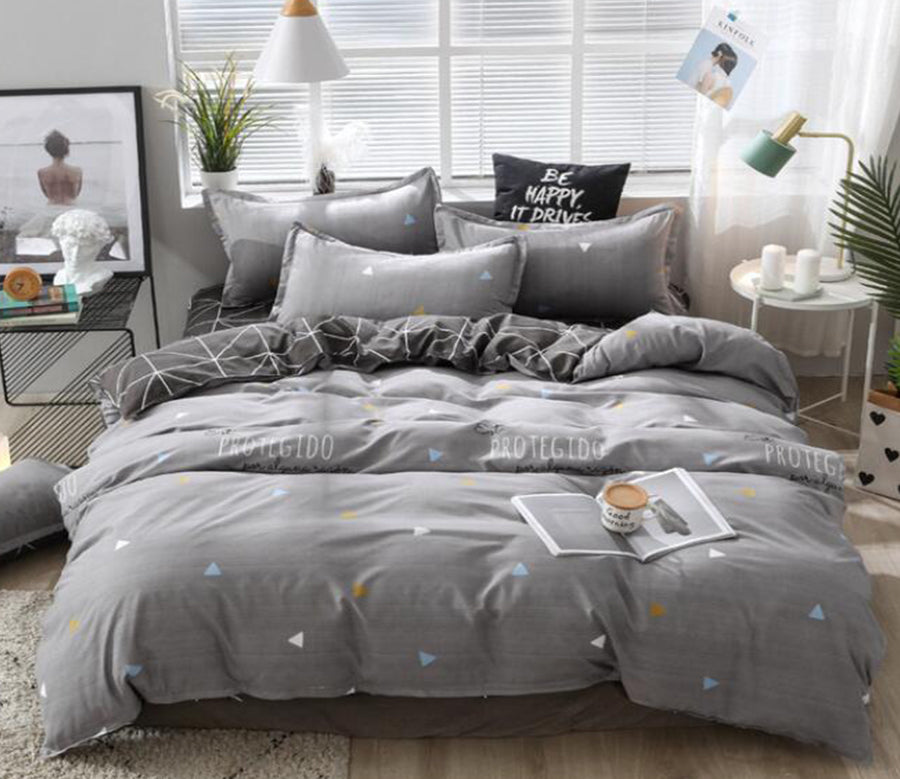3D Gray Background Small Triangle 12008 Bed Pillowcases Quilt
