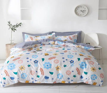3D Blue Orange Flower 13149 Bed Pillowcases Quilt