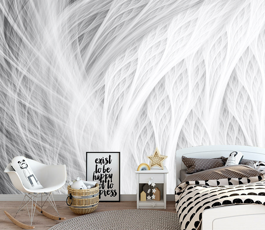 3D White Furry WG130 Wall Murals