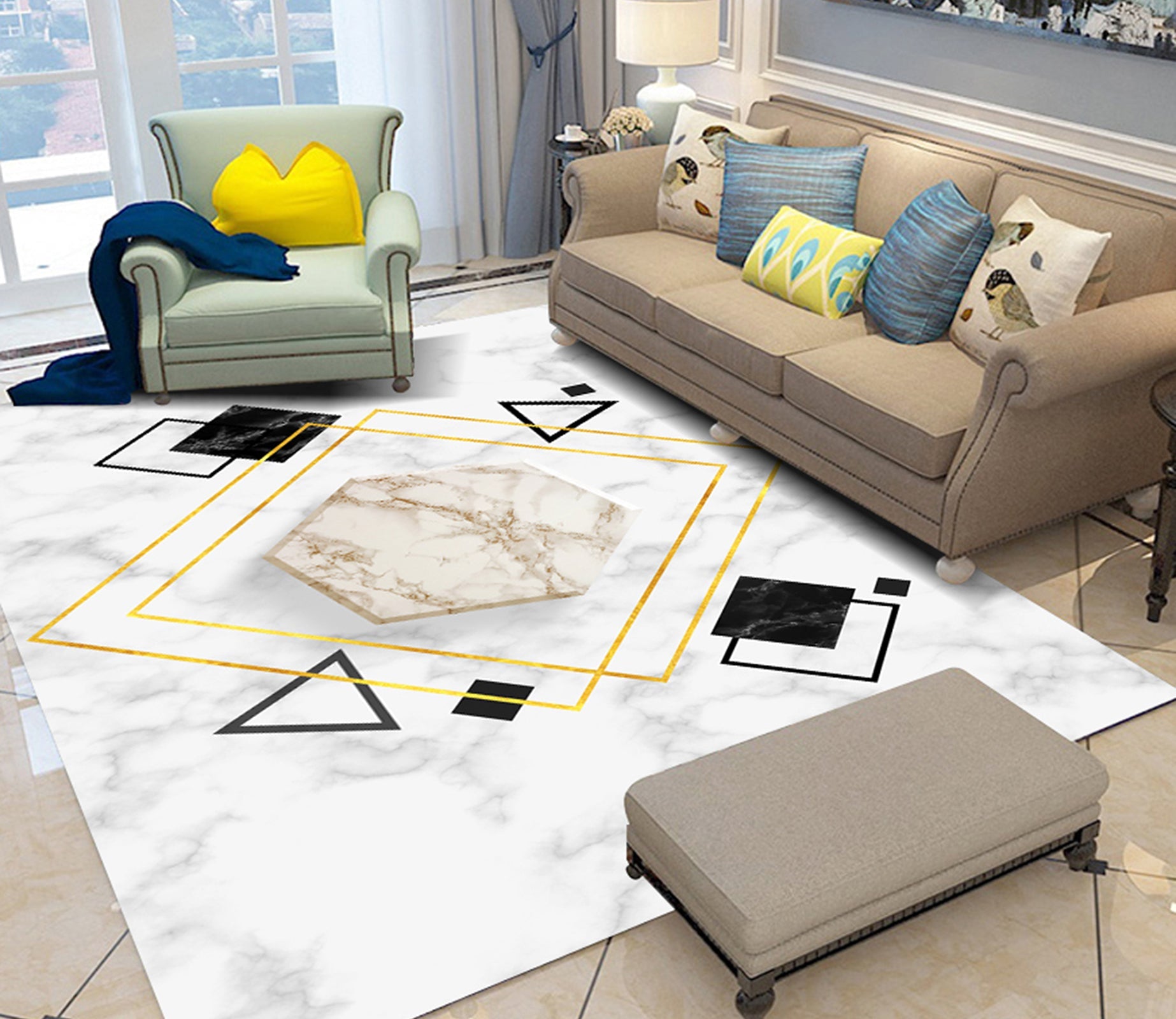 3D Colored Triangle WG249 Non Slip Rug Mat Mat AJ Creativity Home 