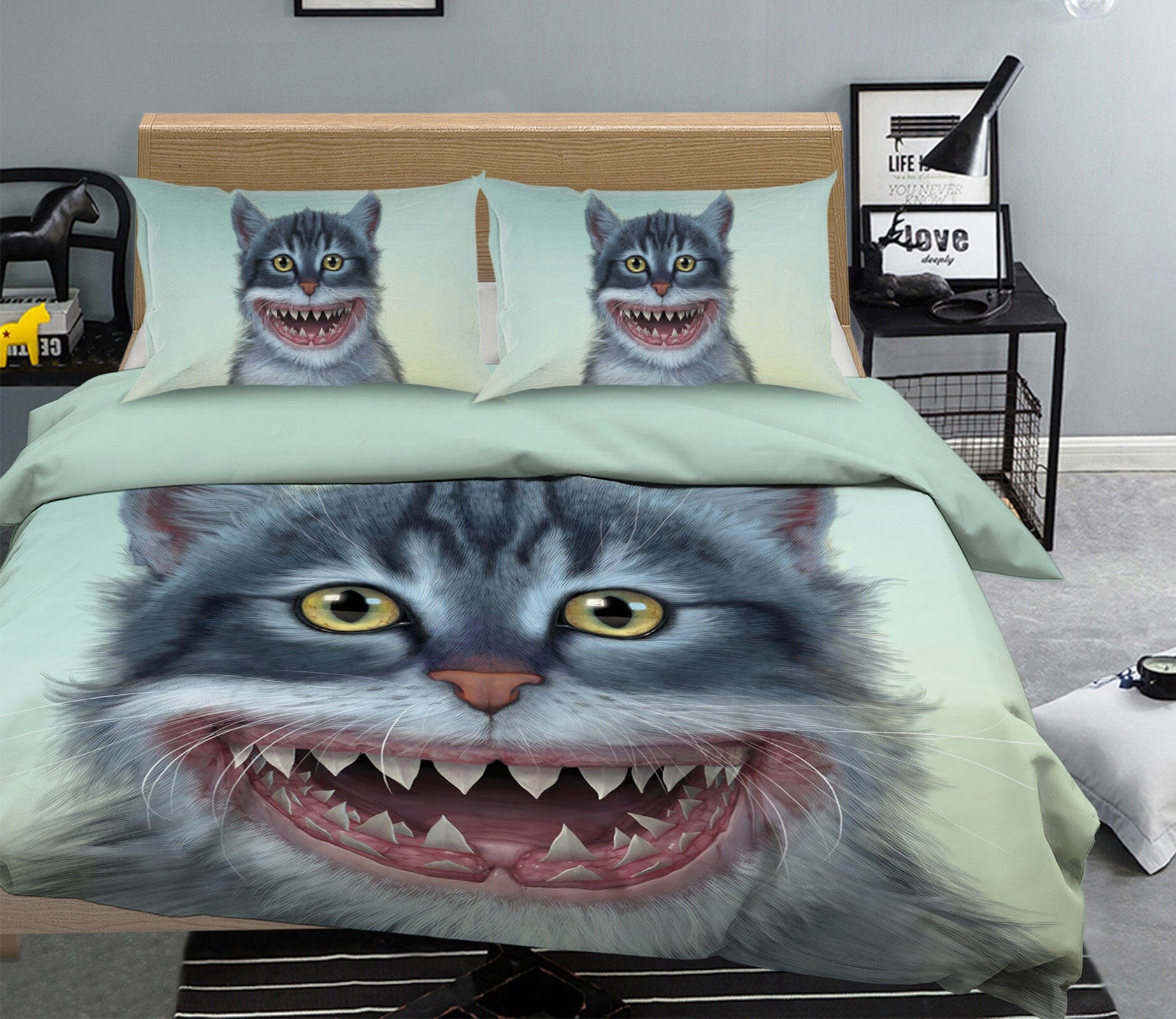 3D Sharkitten 079 Bed Pillowcases Quilt Exclusive Designer Vincent Quiet Covers AJ Creativity Home 