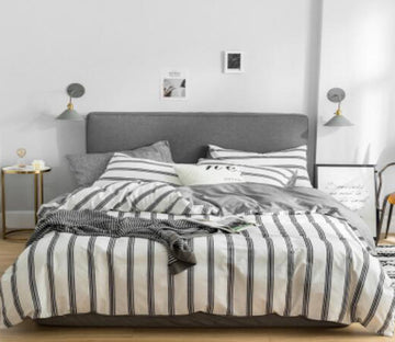 3D Off-White Vertical Stripes 17126 Bed Pillowcases Quilt