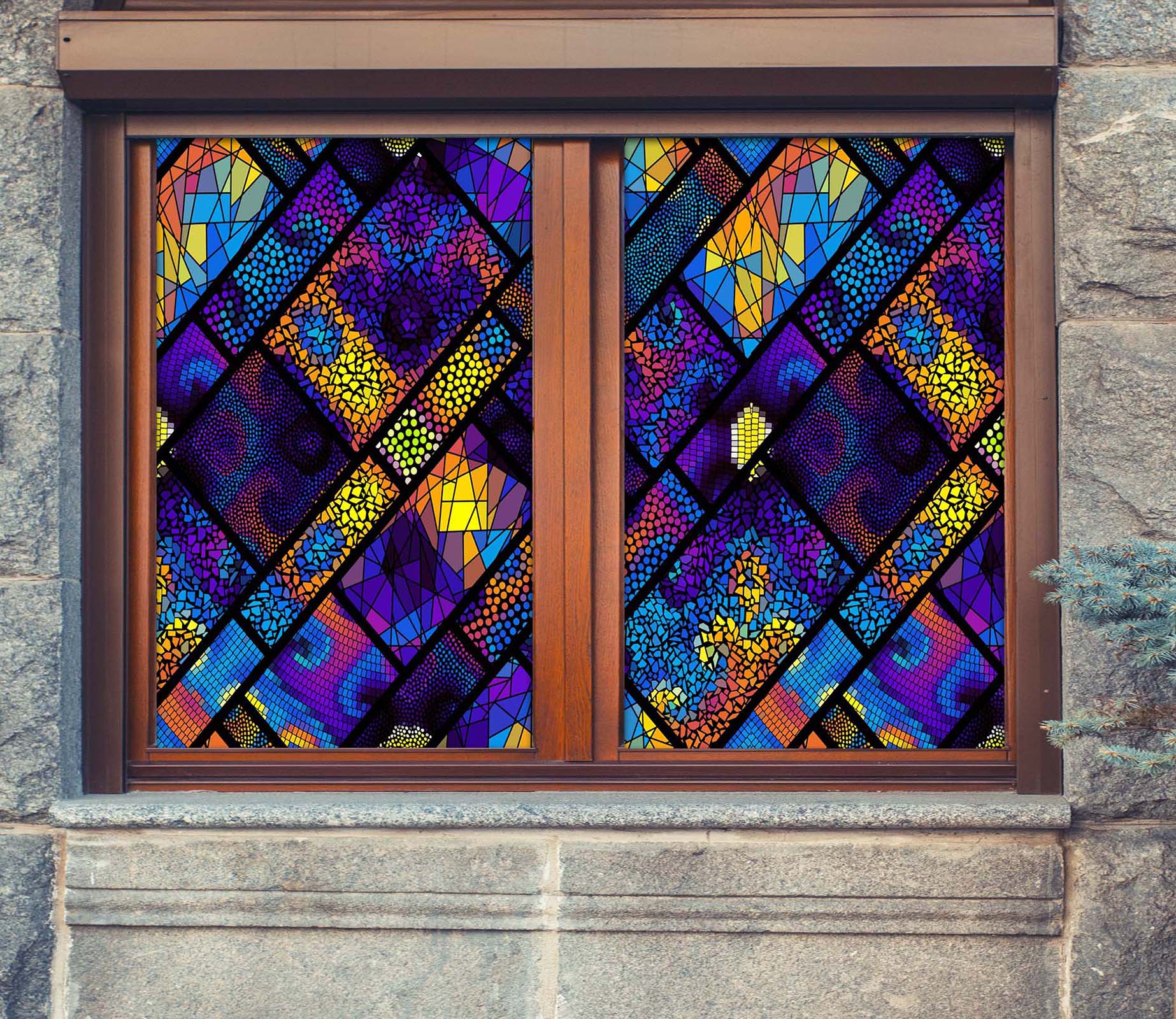 3D Artistic Graphics 403 Window Film Print Sticker Cling Stained Glass UV Block