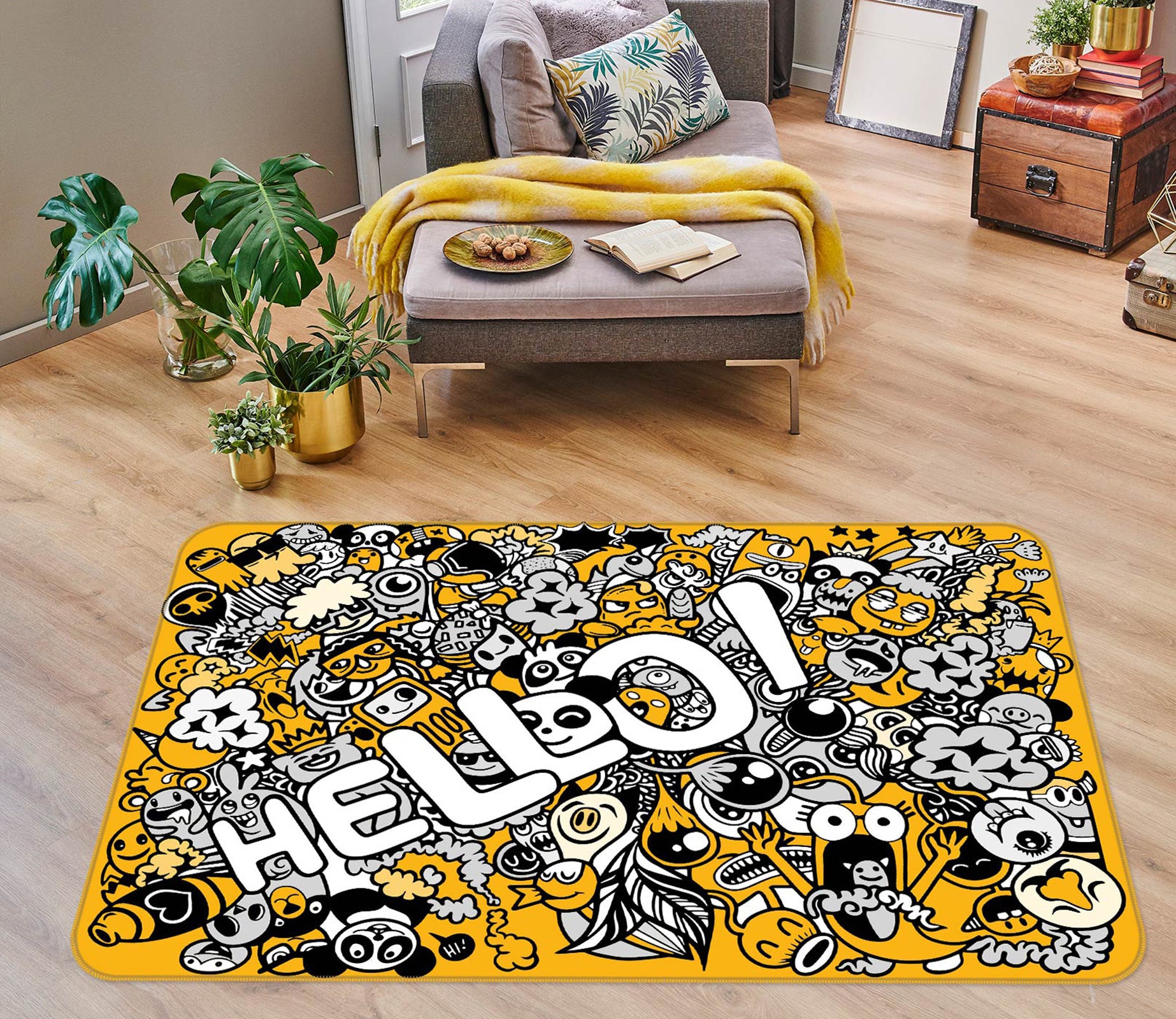 3D Cartoon Pattern 30047 Non Slip Rug Mat
