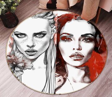 3D Two Beauty 36233 Round Non Slip Rug Mat