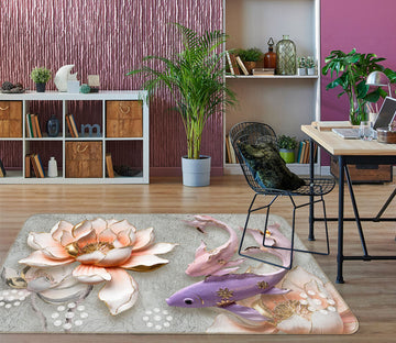 3D Lotus Fish 34019 Non Slip Rug Mat