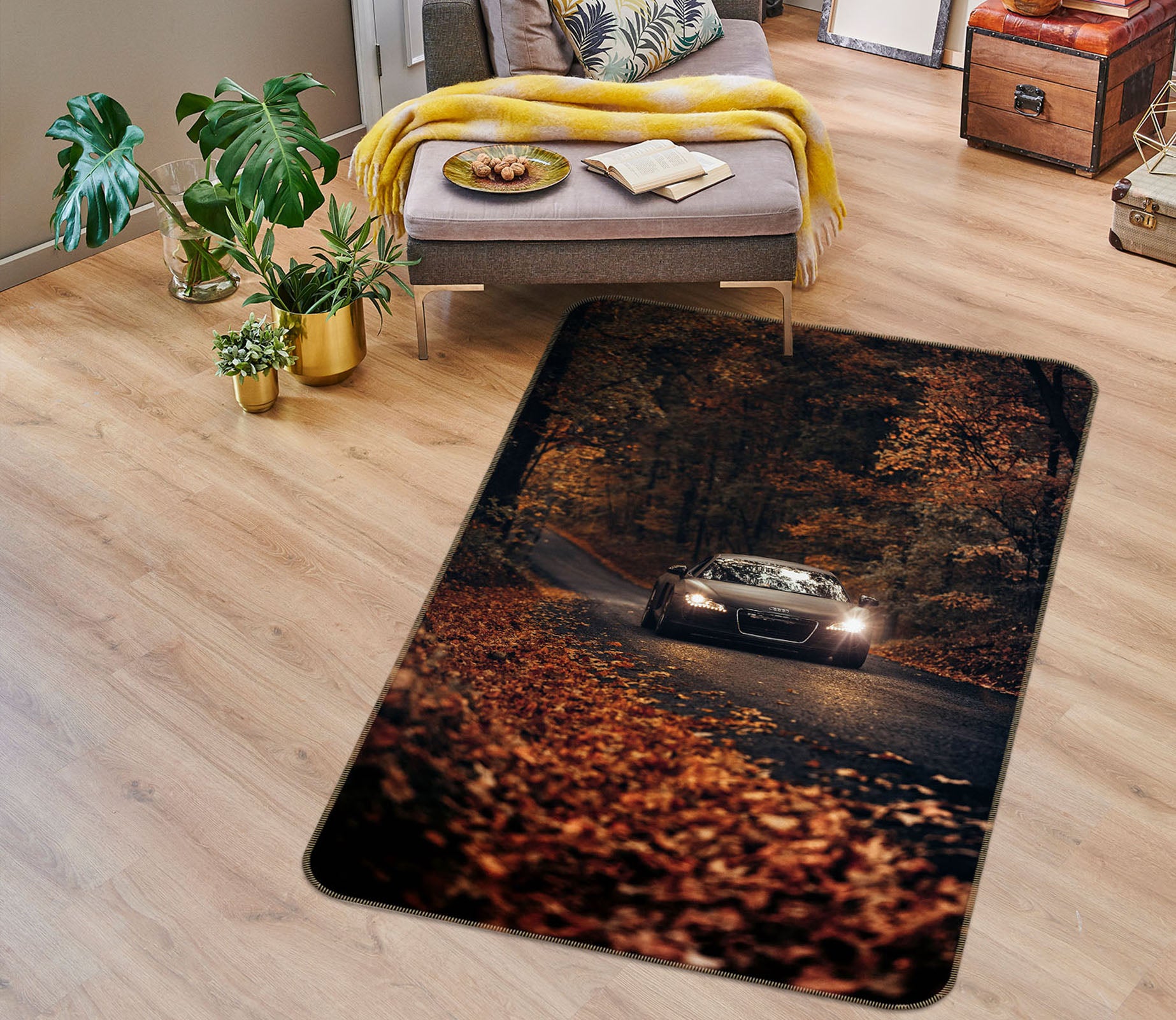 3D Street Falling Leaves Car 42126 Vehicle Non Slip Rug Mat