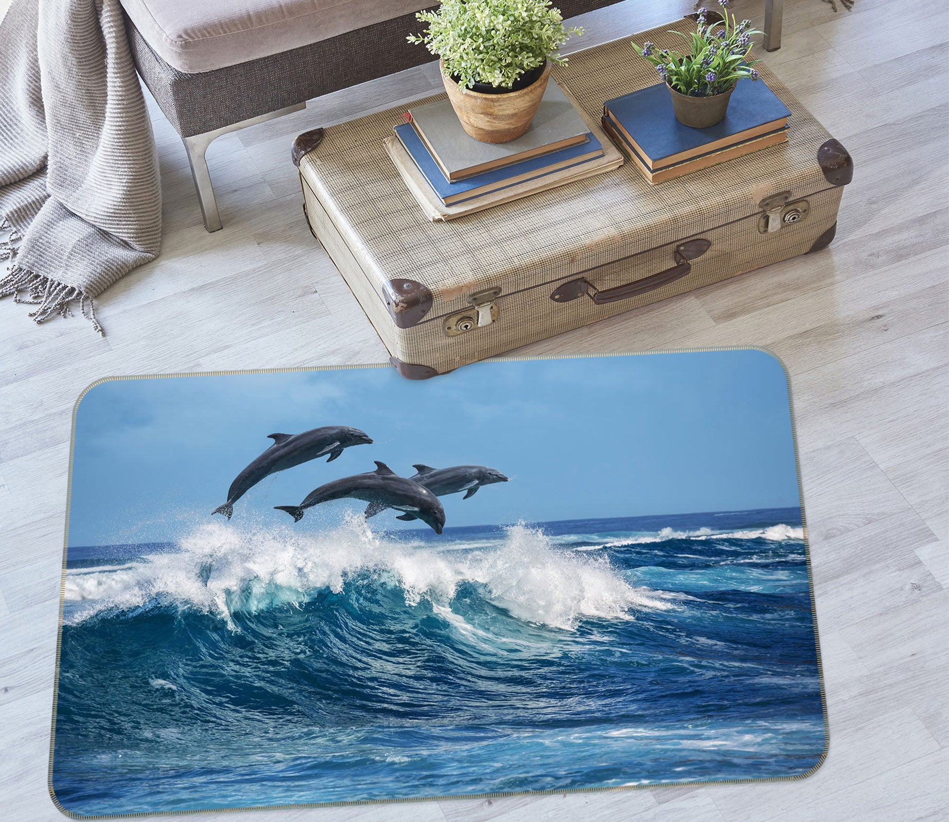 3D Waves Dolphin 77132 Non Slip Rug Mat