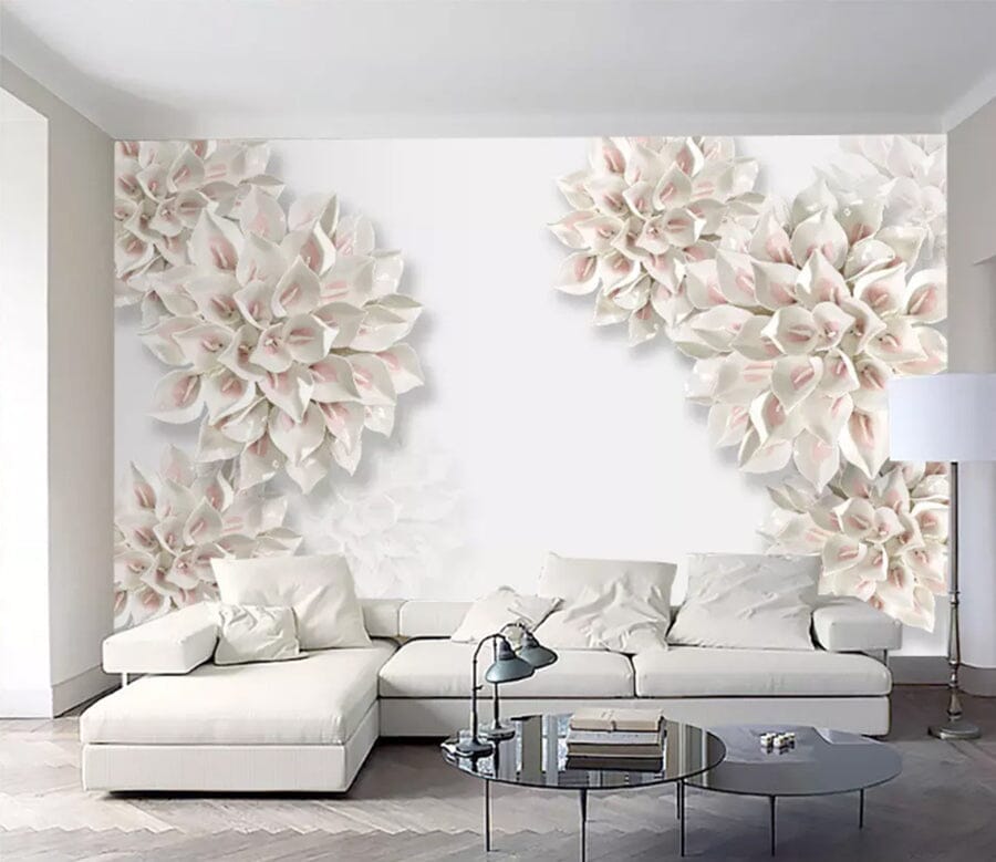3D White Flowers 2032 Wall Murals Wallpaper AJ Wallpaper 2 