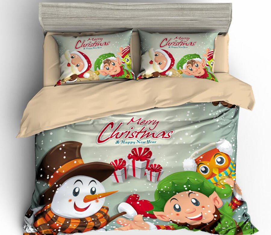3D Christmas Snowman 6012 Bed Pillowcases Quilt