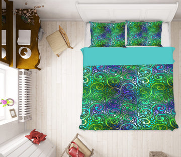 3D Green Pattern 14053 Bed Pillowcases Quilt