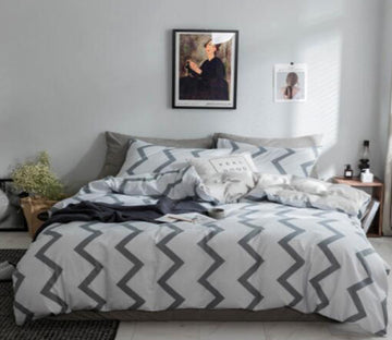 3D Gray Curve Wave 15190 Bed Pillowcases Quilt