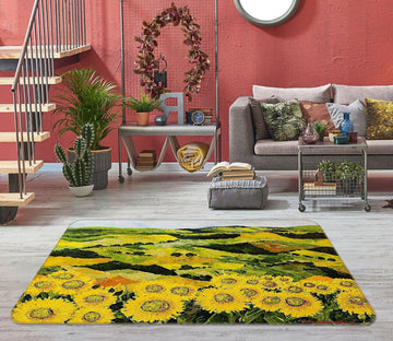 3D Sunflower Garden 1051 Allan P. Friedlander Rug Non Slip Rug Mat Mat AJ Creativity Home 