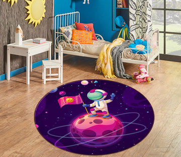 3D Astronaut Planet 75126 Round Non Slip Rug Mat