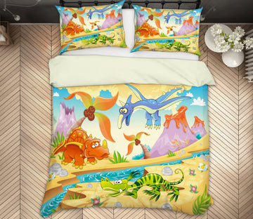 3D Cartoon Dinosaur Era 13032 Bed Pillowcases Quilt