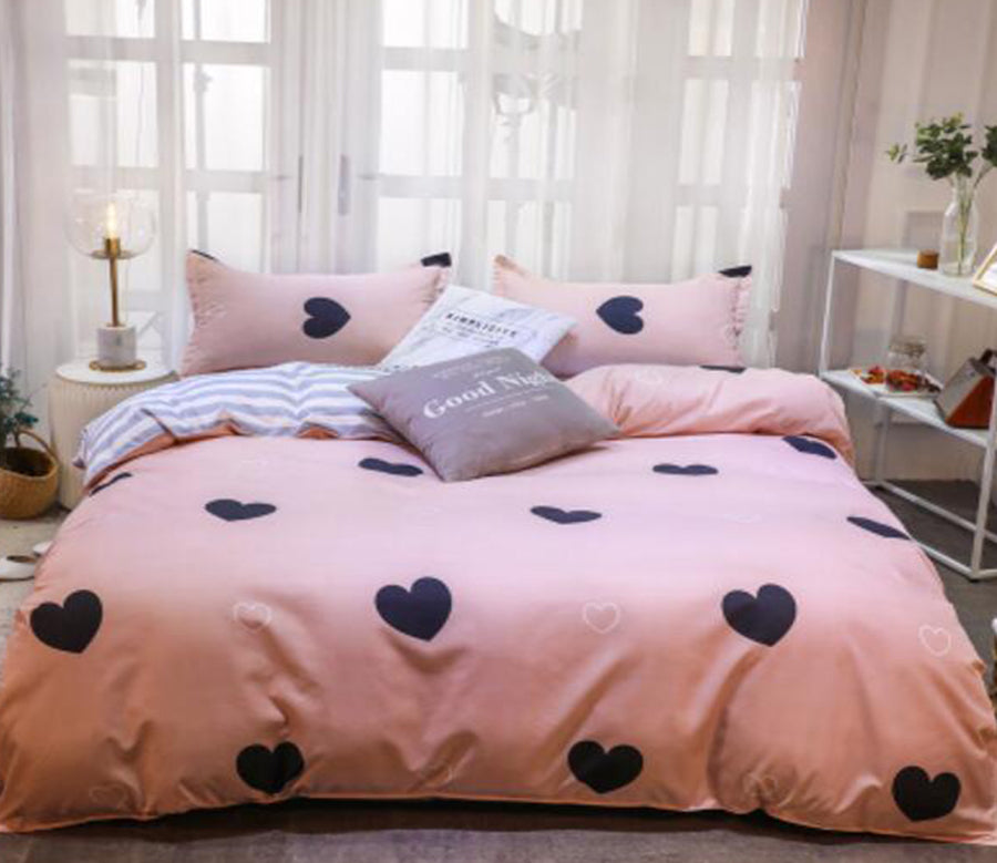 3D Pink Background Black Love 5191 Bed Pillowcases Quilt
