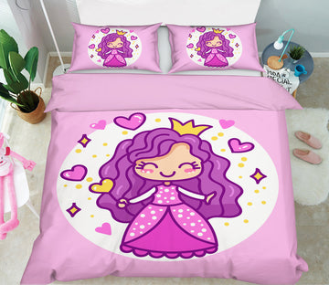 3D Purple Girl 59059 Bed Pillowcases Quilt