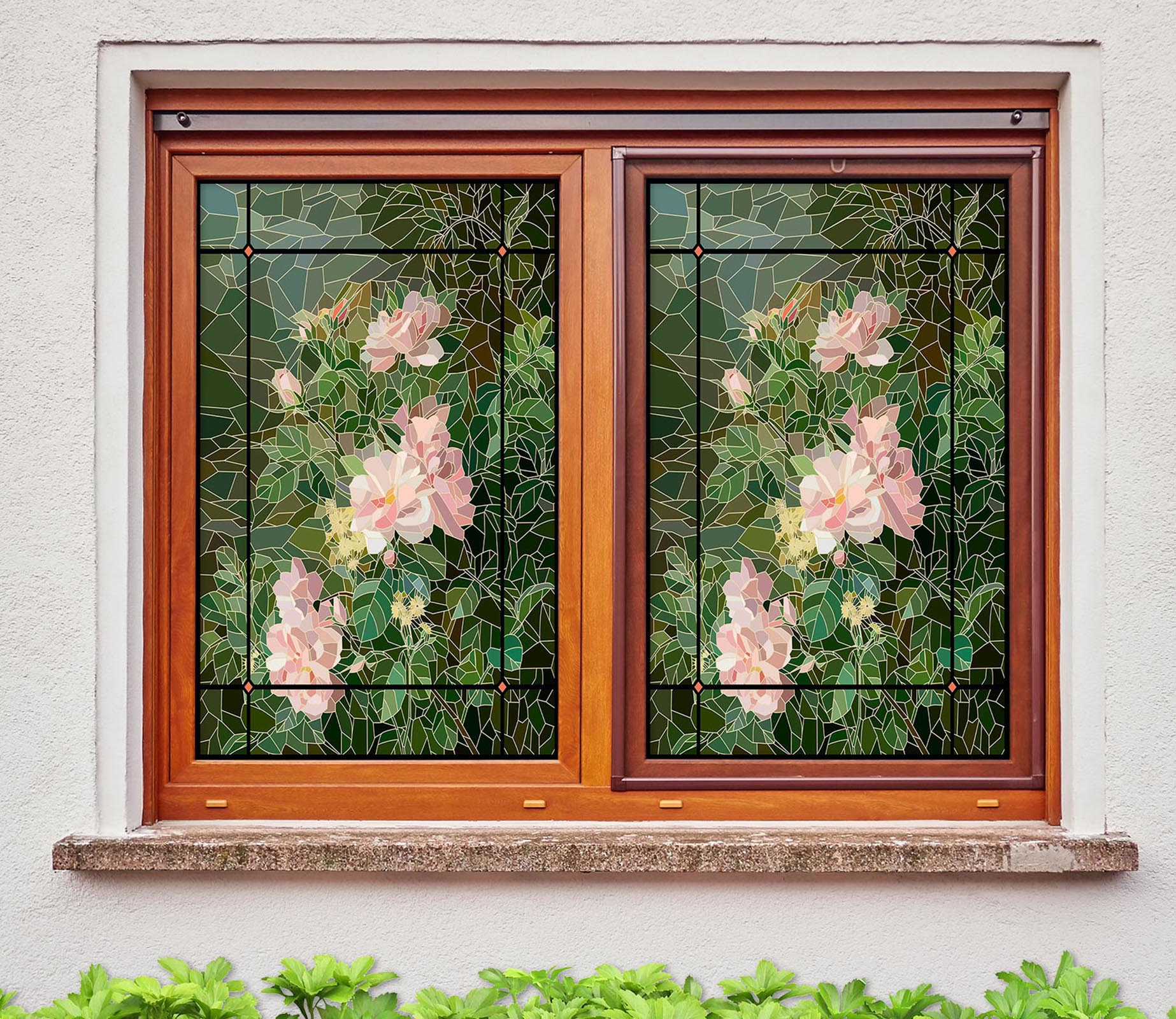 3D Mosaic Flower 386 Window Film Print Sticker Cling Stained Glass UV Block
