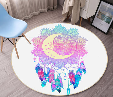 3D Moon Dream Catcher 29073 Round Non Slip Rug Mat