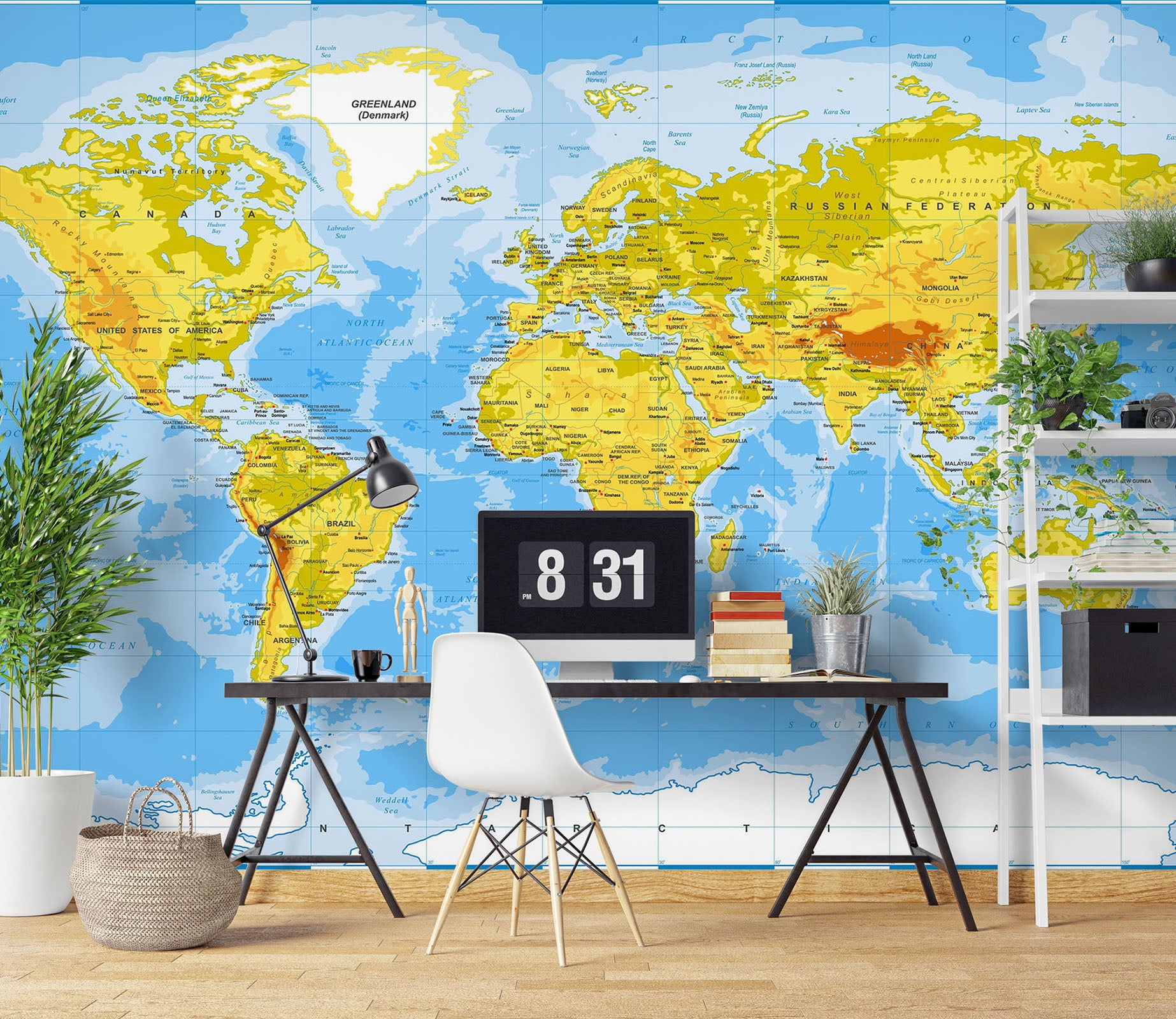 3D Blue Map 1096 Wall Murals