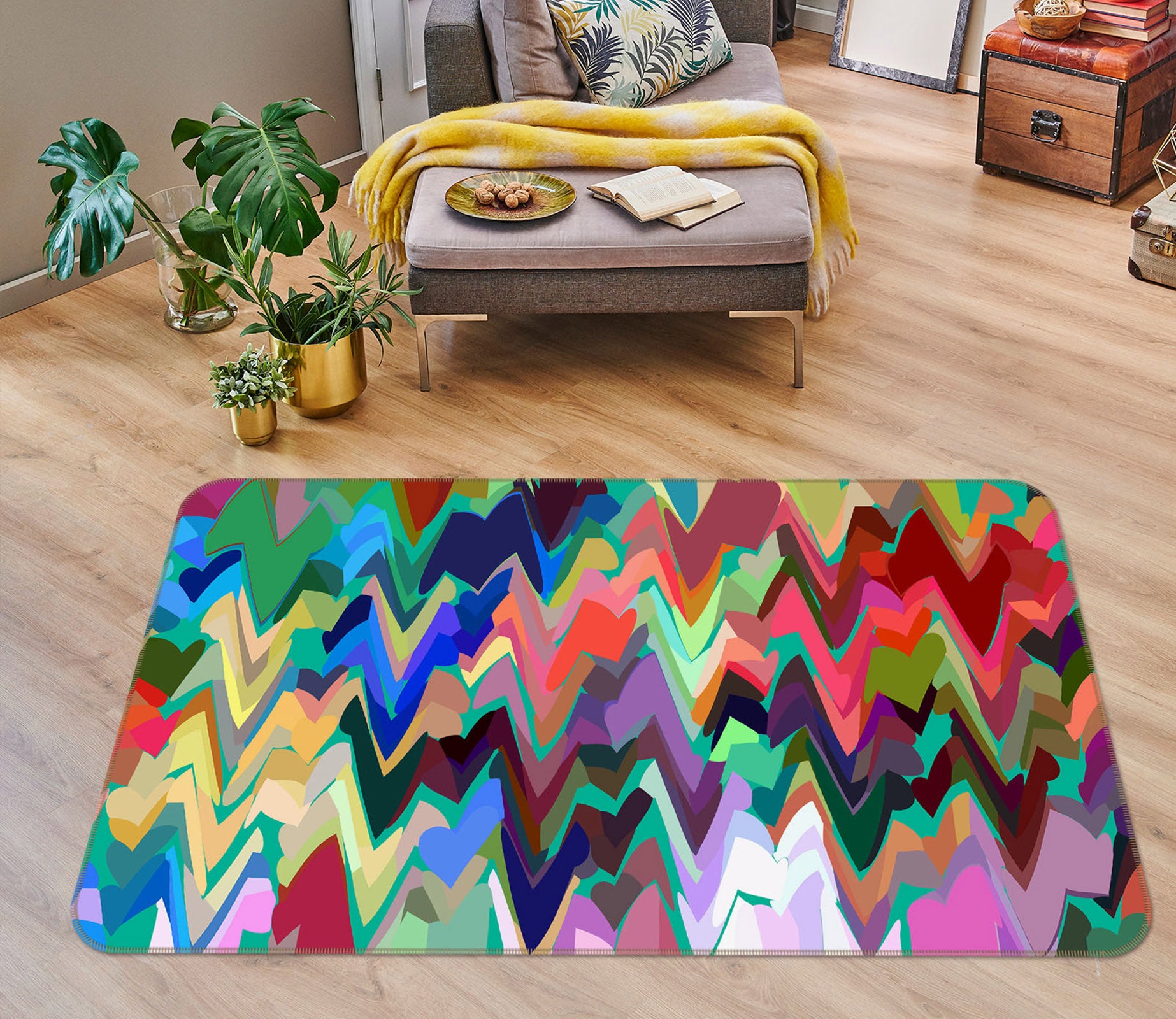 3D Colorful Waves 70060 Shandra Smith Rug Non Slip Rug Mat