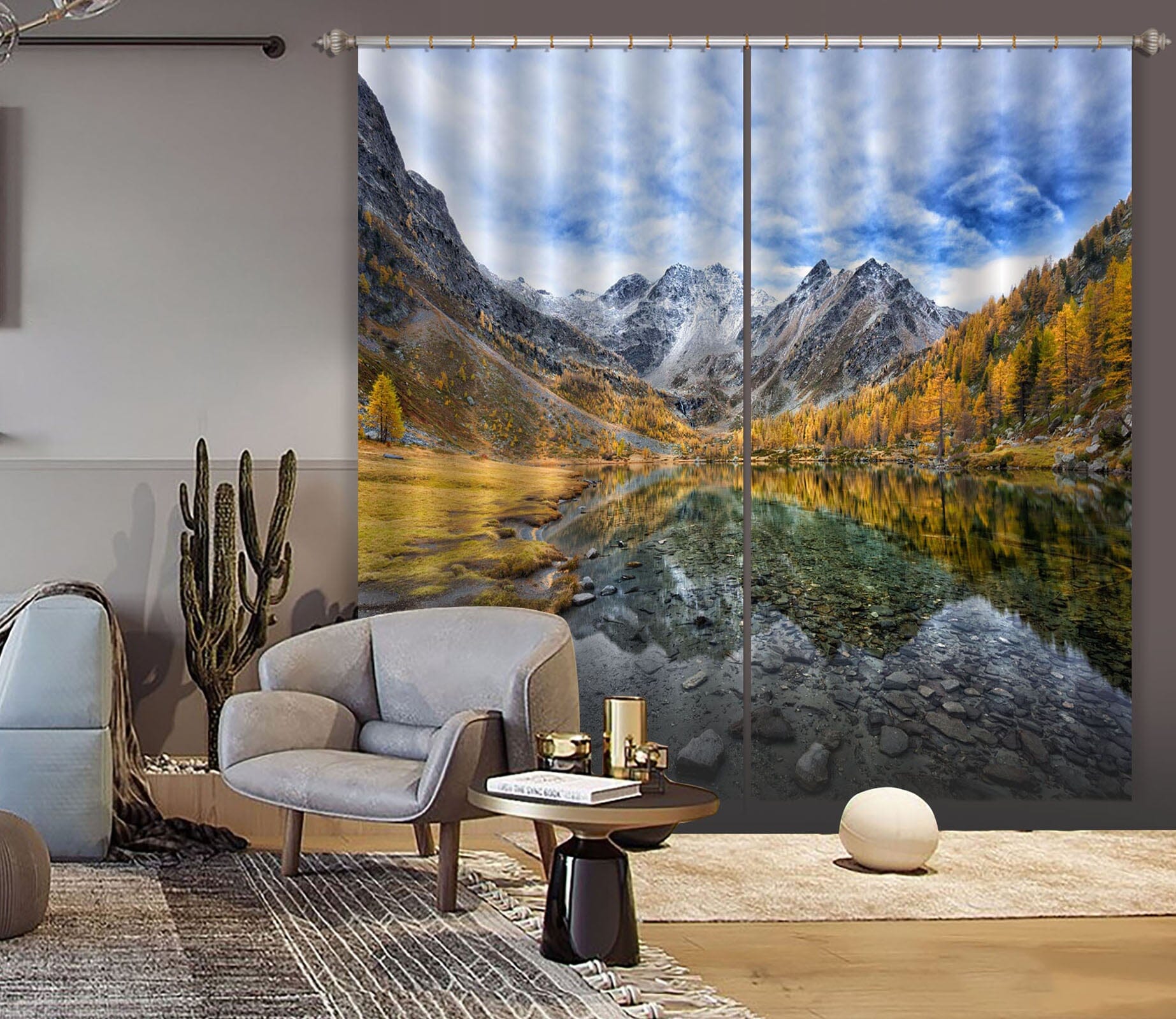 3D Forest Lake 047 Marco Carmassi Curtain Curtains Drapes Curtains AJ Creativity Home 