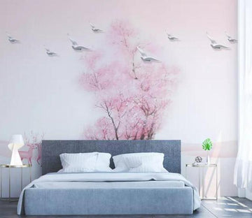3D Pink Tree 058 Wall Murals Wallpaper AJ Wallpaper 2 
