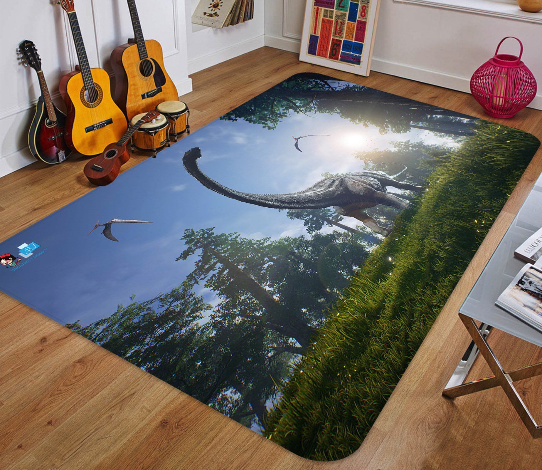 3D Sunlight Brontosaurus 50 Non Slip Rug Mat Mat AJ Creativity Home 