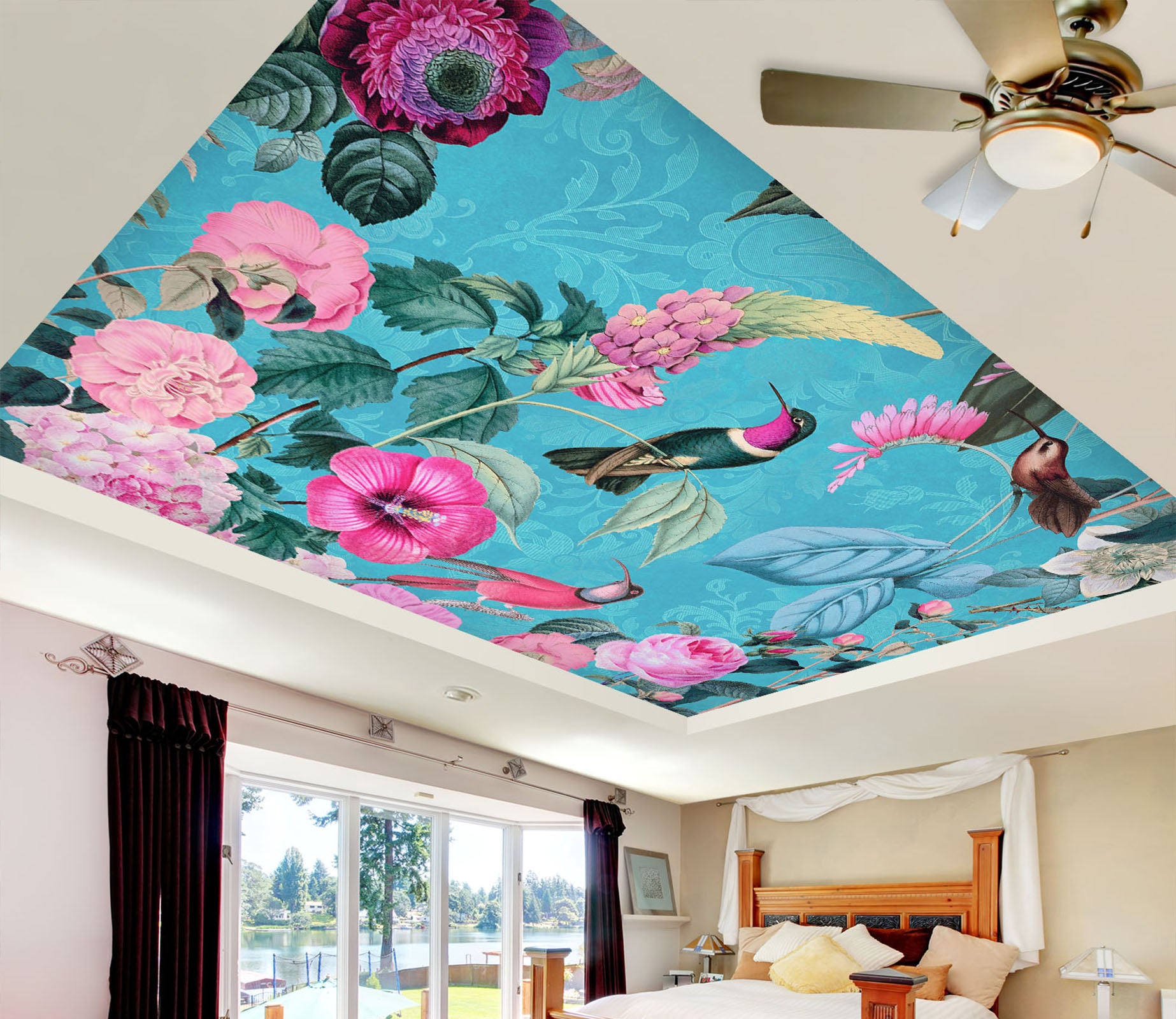 3D Pink Flower 980 Andrea Haase Ceiling Wallpaper Murals