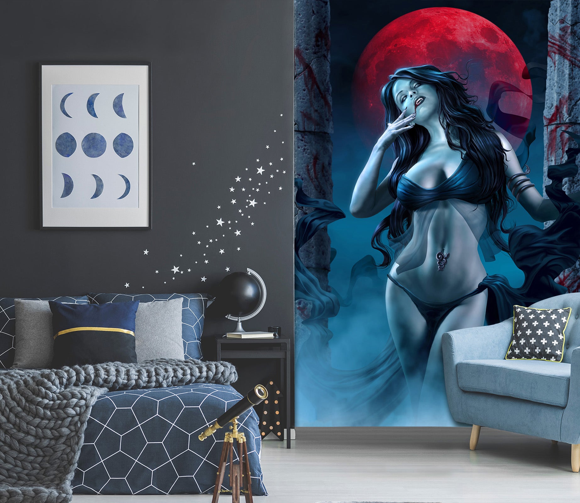 3D Red Moon Beauty 5026 Tom Wood Wall Mural Wall Murals