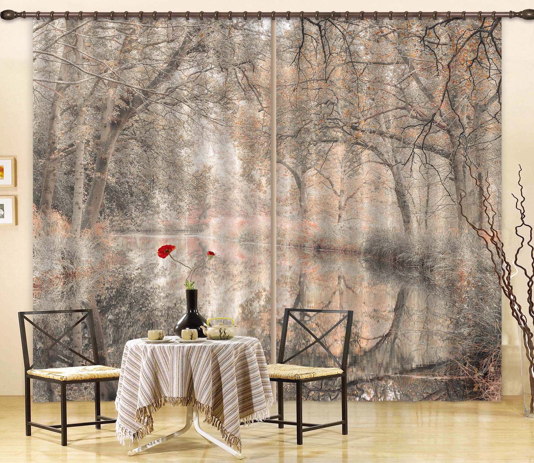 3D Creek Forest 6356 Assaf Frank Curtain Curtains Drapes