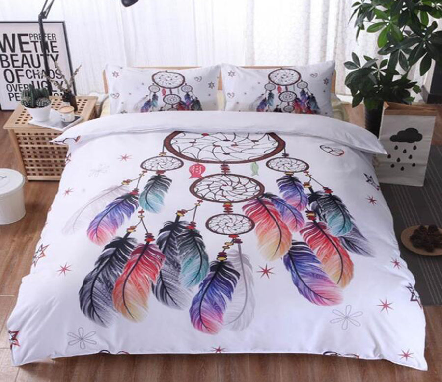 3D Dream Catcher Colored Feathers 5058 Bed Pillowcases Quilt