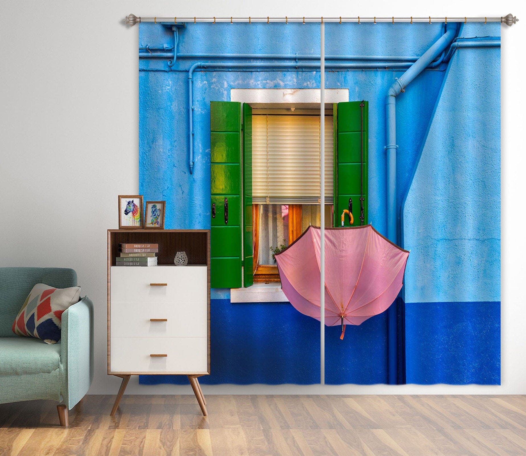 3D Pink Umbrella 101 Marco Carmassi Curtain Curtains Drapes Curtains AJ Creativity Home 