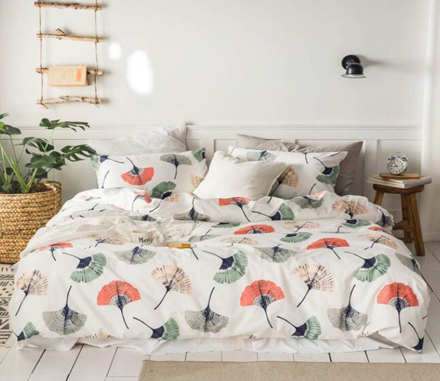 3D Red And Green Ginkgo Leaves 2198 Bed Pillowcases Quilt