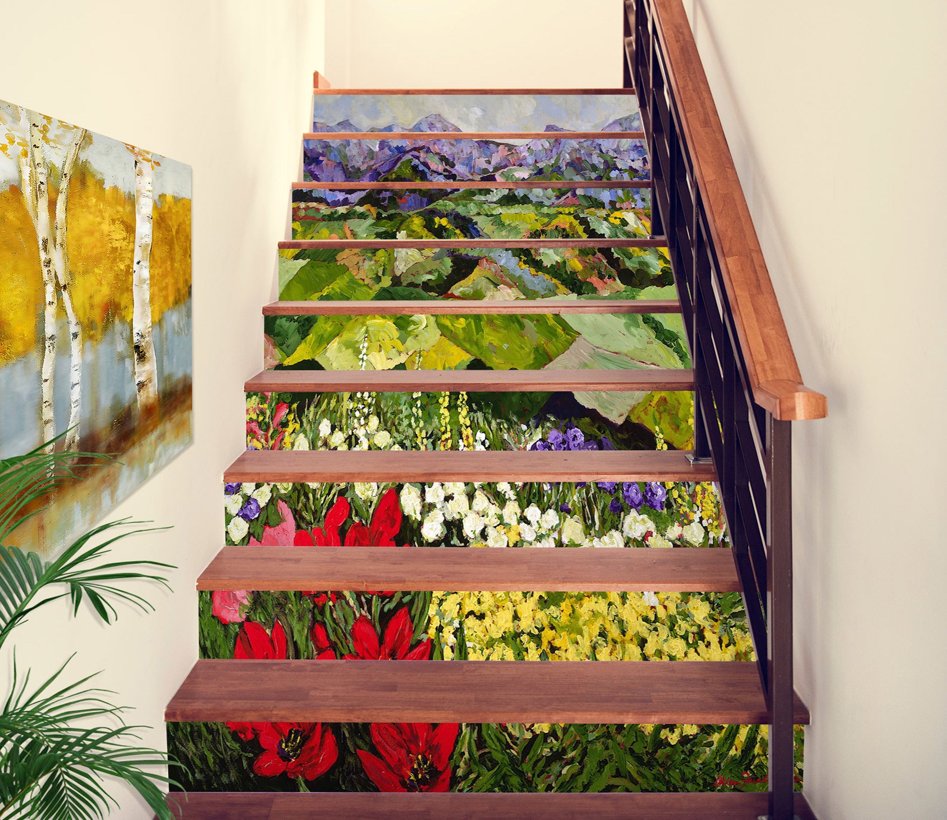 3D Flower Bush Hillside 89176 Allan P. Friedlander Stair Risers