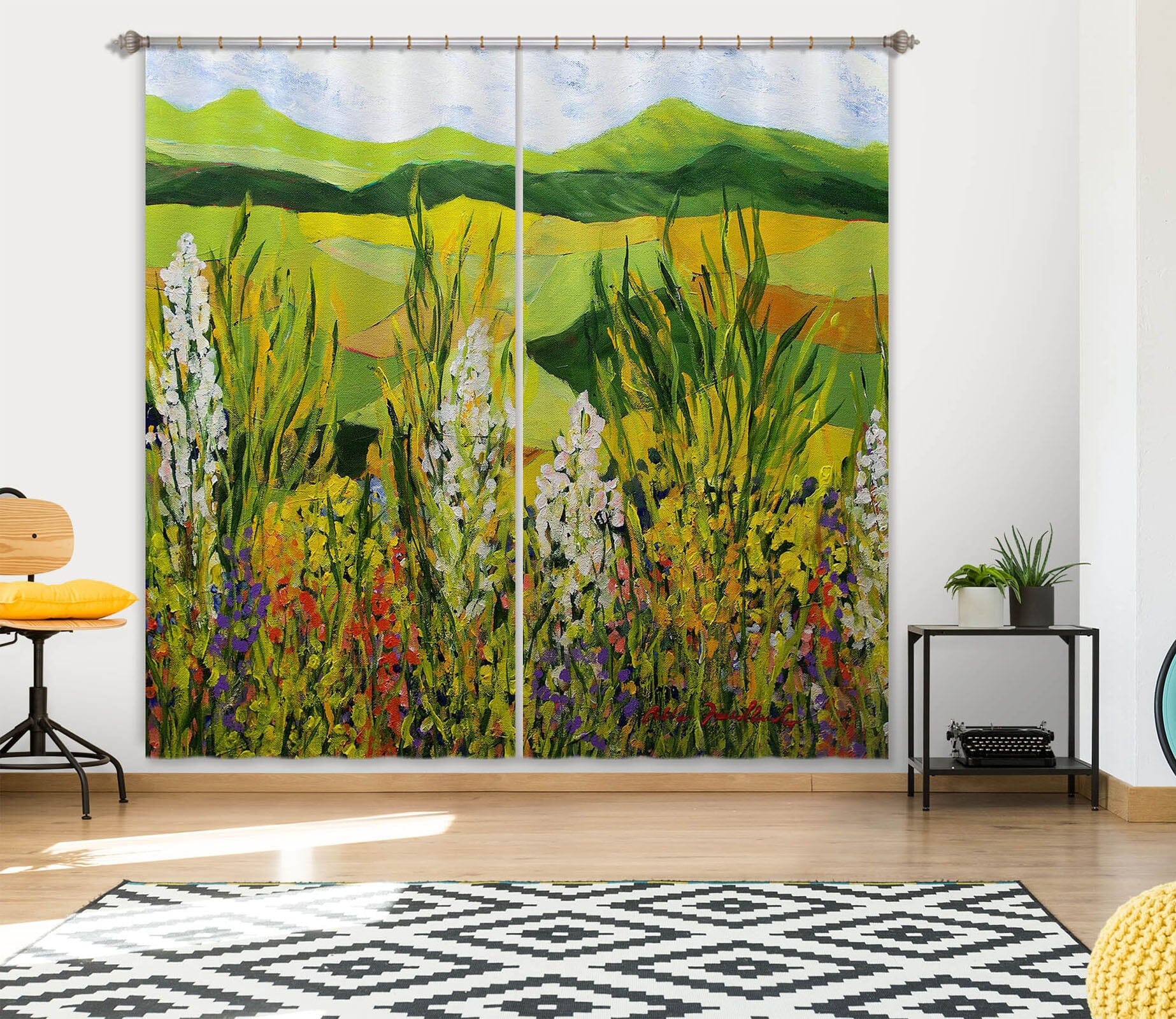 3D Field Flowers 244 Allan P. Friedlander Curtain Curtains Drapes Curtains AJ Creativity Home 