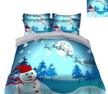 3D Ice Snowman 45161 Christmas Quilt Duvet Cover Xmas Bed Pillowcases