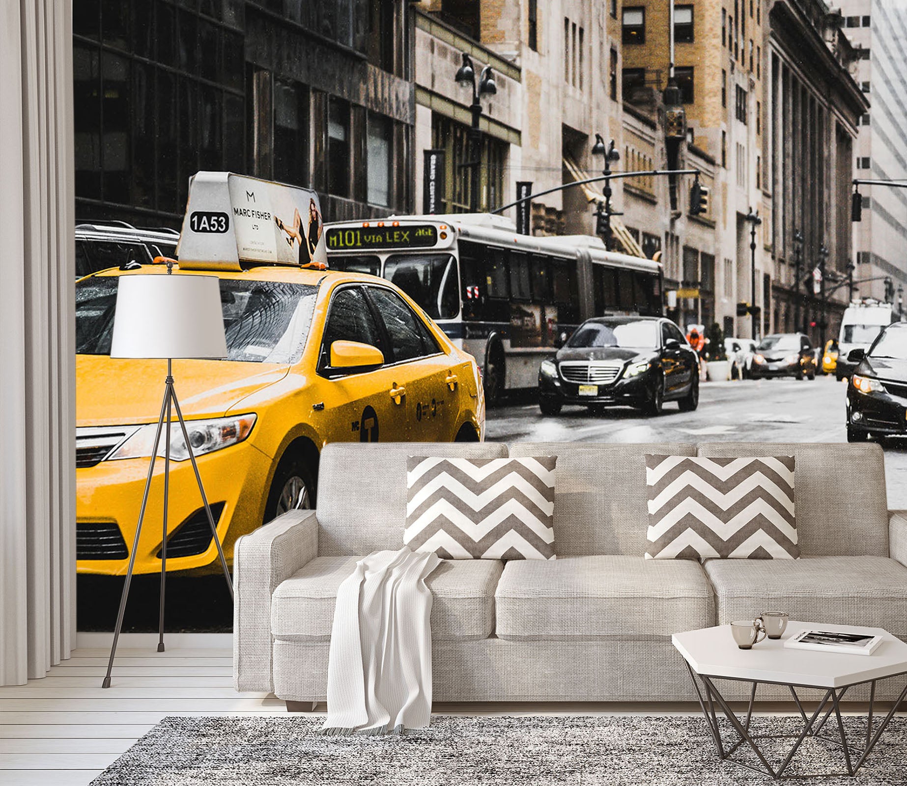 3D Taxi Junction 398 Vehicle Wall Murals