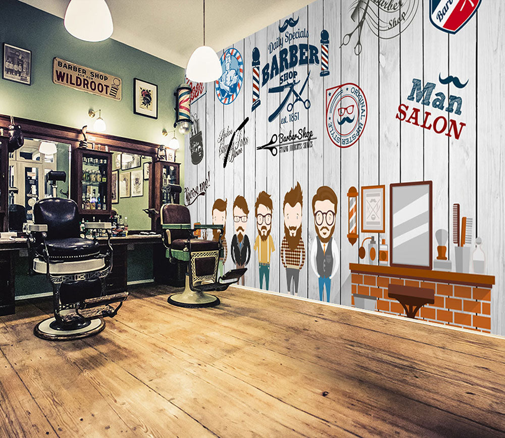 3D House 1475 Barber Shop Wall Murals